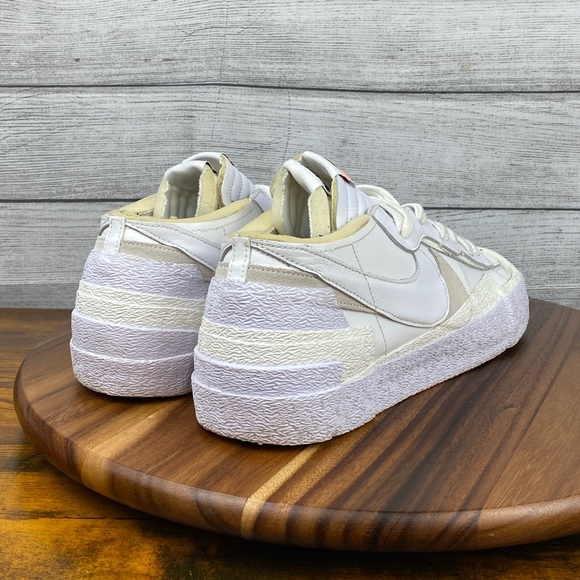 Nike Blazer Low sacai White Patent Leather Sneakers DM6443-100 Mens Shoe Size 15 main image 6